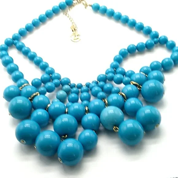 Erica Lyons Faux Turquoise Beaded Statement Necklace - Picture 4 of 12